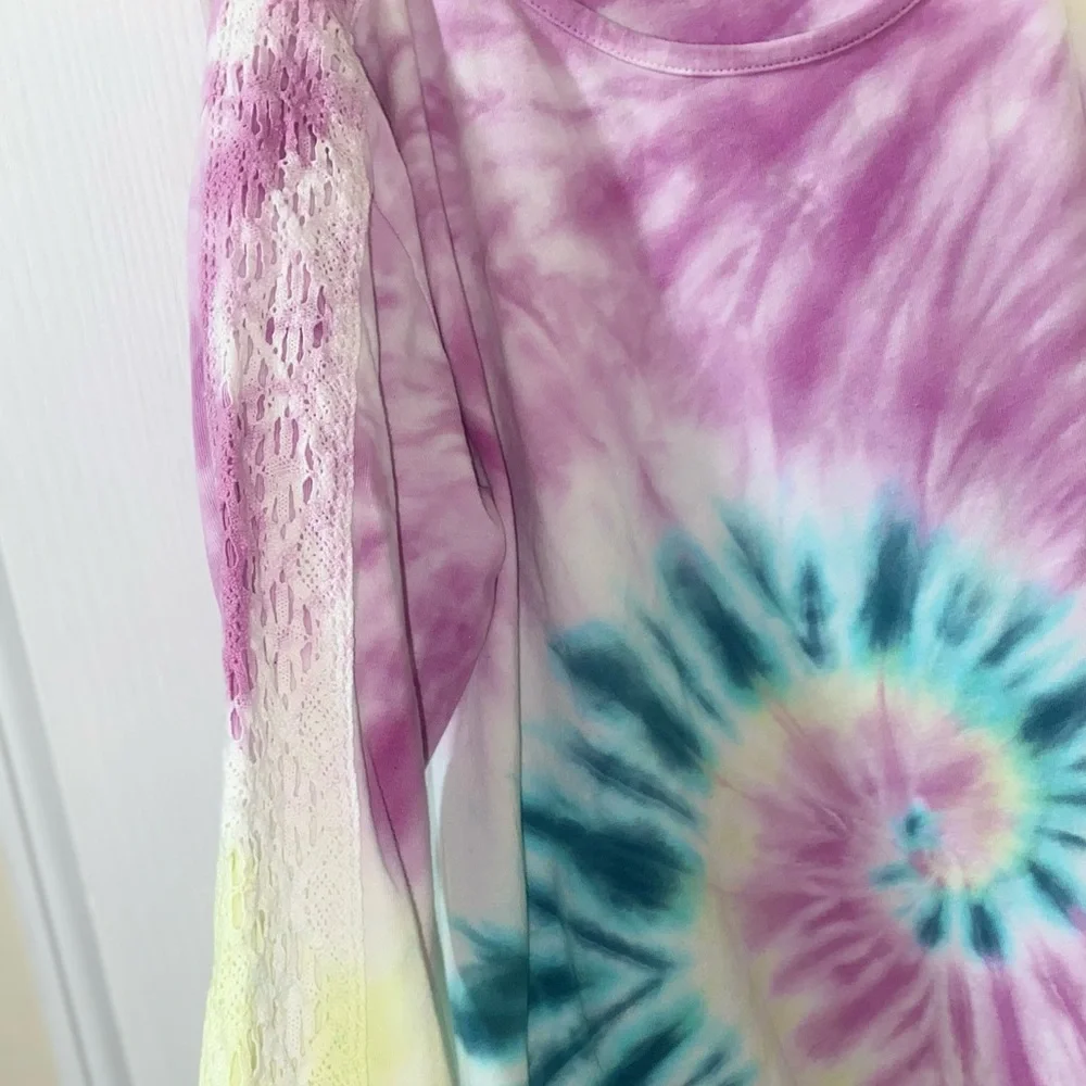 Justice Girls Tie Dye Ruffle Hem Long Sleeve Dress Size 10
